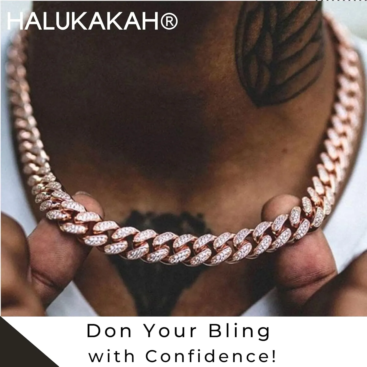 Link Chain Necklace Bracelet Full Cz Diamond Cut Prong haul inflation receiver radial Set,Great Present Idea Halukakah Gold Chain for Men - The Royal - Iced Out 14/20MM Gold/Platinum White/Rose Gold/Rhodium Black Cuban 