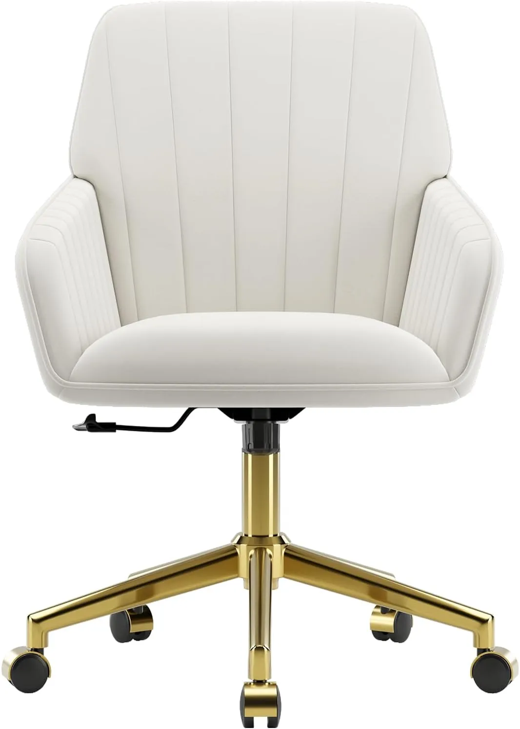 Living Room, Bedroom,Study Room (Cream) Velvet bare Home Office Chair with Gold Base Upholstered Tufted Modern Height Adjustable 360 Degree Swivel Desk Chair with Wheels, Vanity Chairs for 