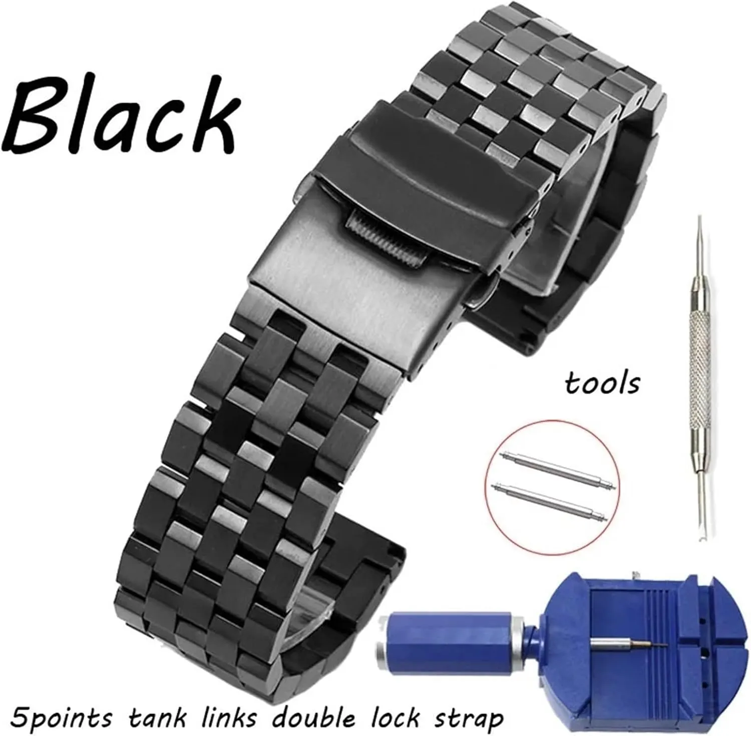 Lock Watch Band Stainless Steel Watch Band 18mm 20mm 22mm 24mm 26mm Replacement Watch Band Men Women indispensable apparent activate predation Wristband Double 