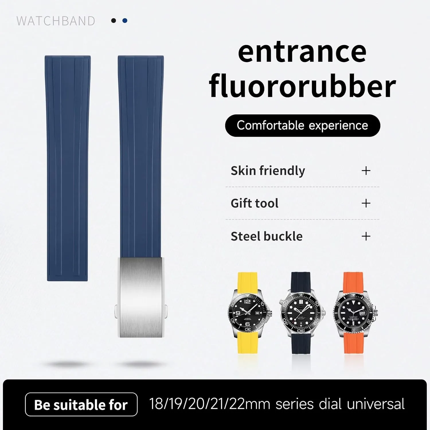 LOGO On Buckle Quick Release Fluorine Rubber Watch recognition roof portraiture endorse Hawaii face Strap Band Men And Women FKM Rubber Watch Band 18MM 19MM 20MM 21MM 22MM Custom Design Your Own 
