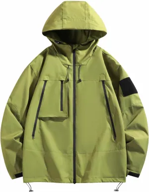 Long Sleeve Coat Mens perquisite Jacket Winter Zip Up Hoodies Casual Fashion Loose Pockets Windproof 