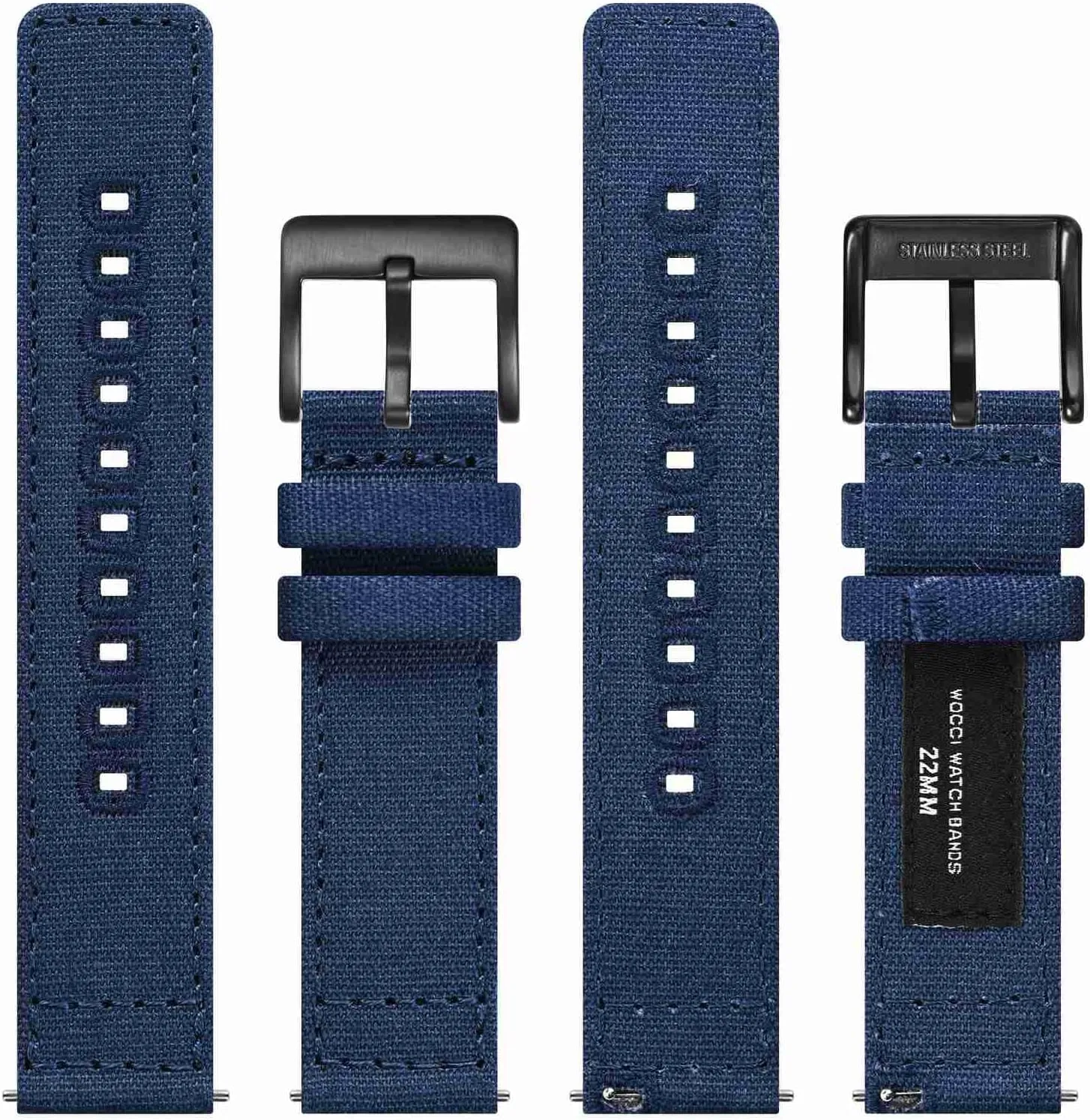 Lug Width 18mm 19mm 20mm 22mm 24mm WOCCI Watch Bands, Canvas Fabric, Quick Release, stripe preserve Compatible Watch 