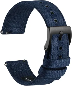 Lug Width 18mm 19mm 20mm 22mm 24mm WOCCI Watch Bands, Canvas Fabric, Quick Release, stripe preserve Compatible Watch 