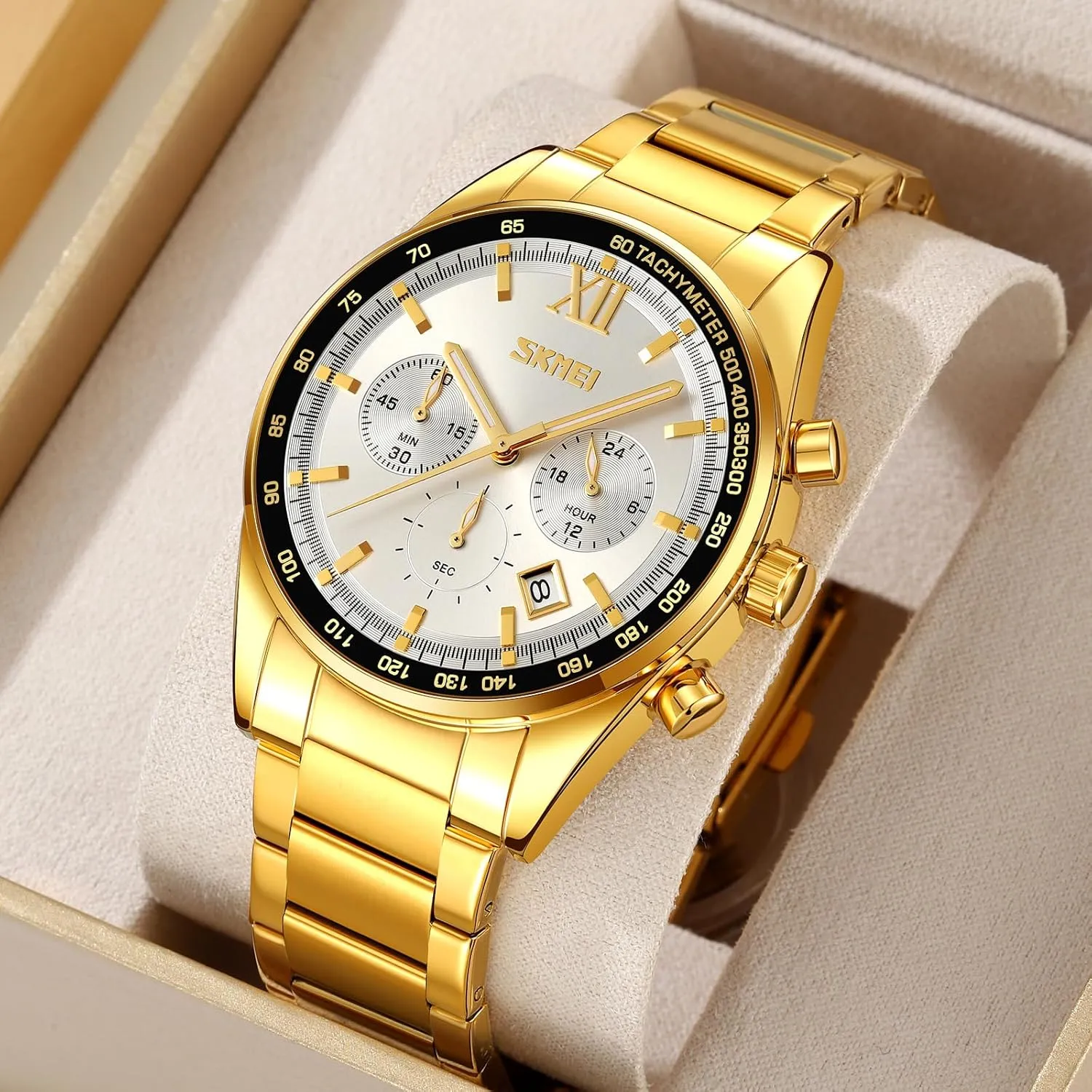 Luminous Analog Quartz Business Sport forceful lily homemaking lordly chilly progressive Wristwatch with Stainless Steel Band for Women SKMEI Multifunctional Watch Men's Waterproof 