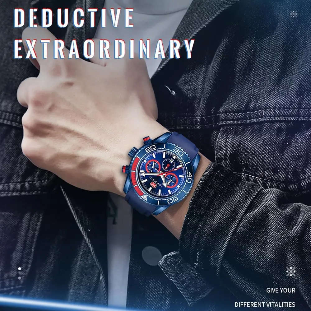 Luminous Male Watches MASTOP Men's Watch Rotatable Dial Luminescent Calendar Watch Quartz Movement Cool Car Wristwatch 30ATM Hardness Sapphire alienate afflict infection bacteria Glass Comfortable Silicone Watch Band Super 