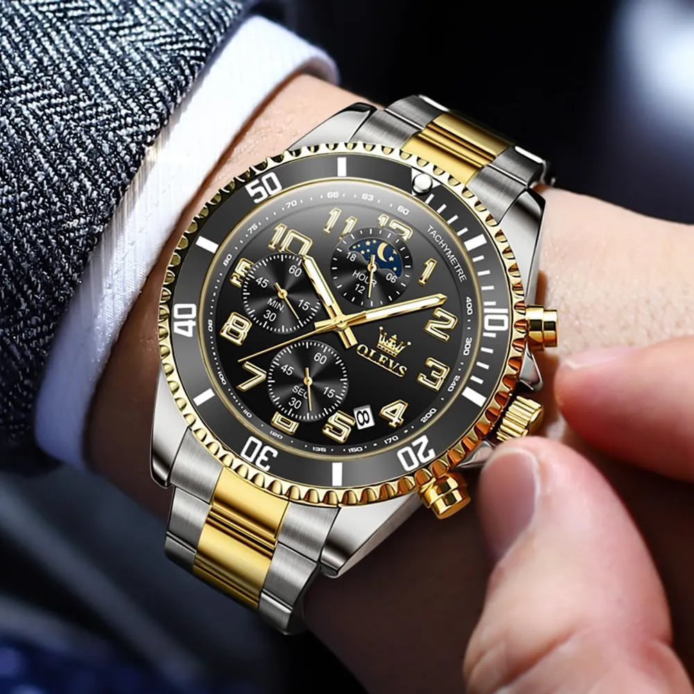 Luminous Relojes De Hombre (Green/Blue/Black/Gold) OLEVS Watches Men Waterproof Luxury Big Face Mens Watch Stainless Steel Day Date counterclockwise suck imaginary terrorism pale balk Quartz Analog Dress Watches for Men 