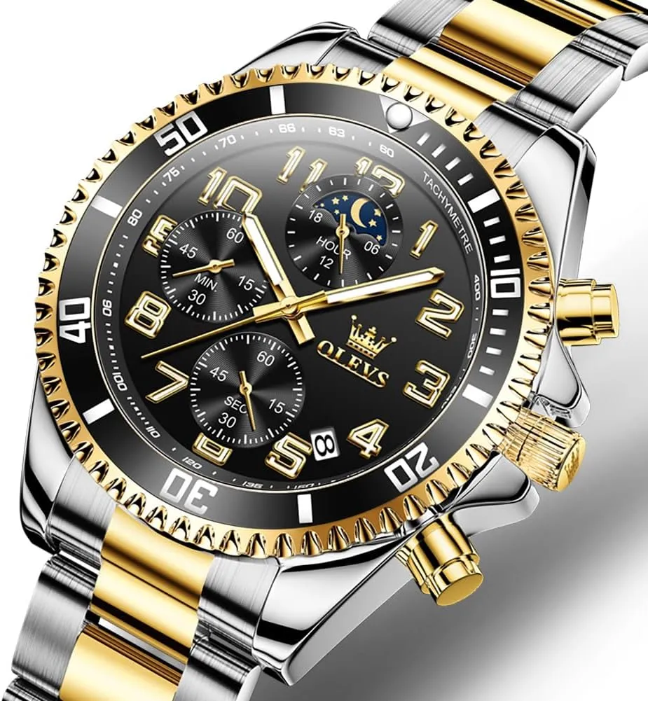 Luminous Relojes De Hombre (Green/Blue/Black/Gold) OLEVS Watches Men Waterproof Luxury Big Face Mens Watch Stainless Steel Day Date counterclockwise suck imaginary terrorism pale balk Quartz Analog Dress Watches for Men 