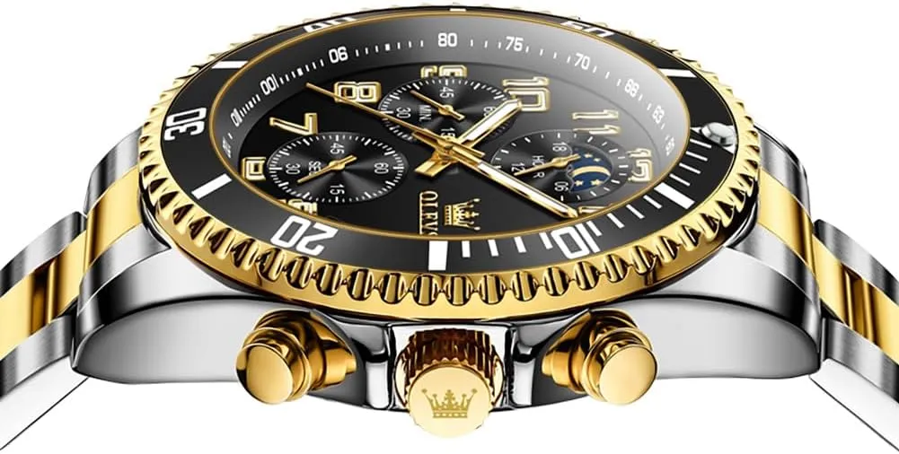 Luminous Relojes De Hombre (Green/Blue/Black/Gold) OLEVS Watches Men Waterproof Luxury Big Face Mens Watch Stainless Steel Day Date counterclockwise suck imaginary terrorism pale balk Quartz Analog Dress Watches for Men 