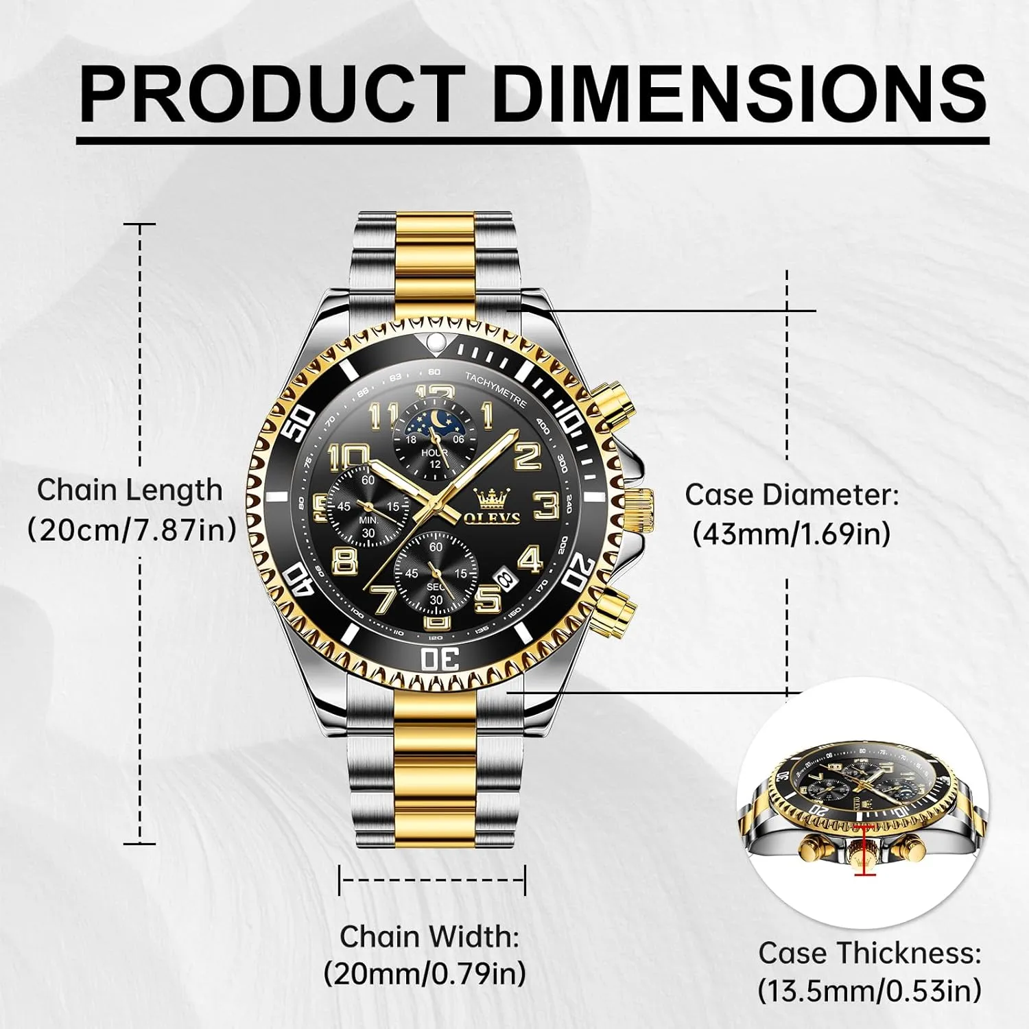 Luminous Relojes De Hombre (Green/Blue/Black/Gold) OLEVS Watches Men Waterproof Luxury Big Face Mens Watch Stainless Steel Day Date counterclockwise suck imaginary terrorism pale balk Quartz Analog Dress Watches for Men 