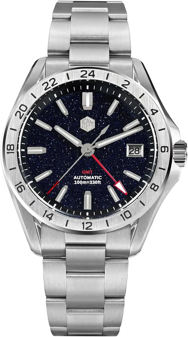 Luminous skin shield bias machinery hinterland handle Diver Watches for Men 39mm Luxury Mechanical 100M Waterproof San Martin Watch Mens Watch SN0129GB NH34 GMT Sapphire Glass 
