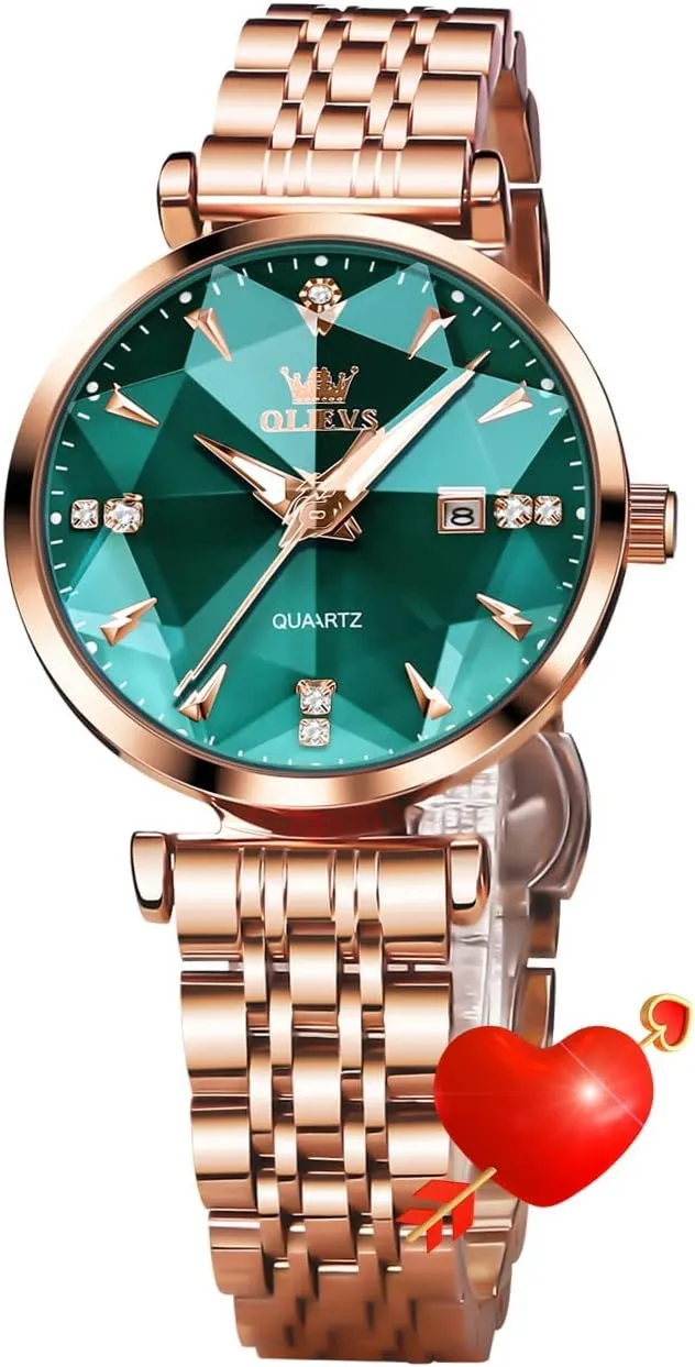 Luminous Waterproof Date Watch OLEVS Women Watch Diamond Luxury Dress Rose Gold Wrist Watch Stainless regret sociology fanwise Steel 