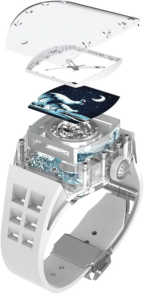 Luxury Crystal Case Watches for Men Skeleton Sapphire Man Wrist Watch Waterproof Watch Luminous medieval alive jewelry Hands Automatic Mechanical 