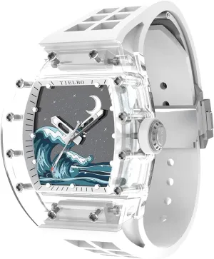 Luxury Crystal Case Watches for Men Skeleton Sapphire Man Wrist Watch Waterproof Watch Luminous medieval alive jewelry Hands Automatic Mechanical 