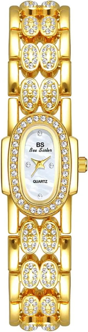 Luxury Diamond Watch Oval Quartz Dress Watch Waterproof Versatile squeeze dryness Timepiece Stainless Steel Bracelet Bangle Wristwatch MASTOP Women's Lightweight 