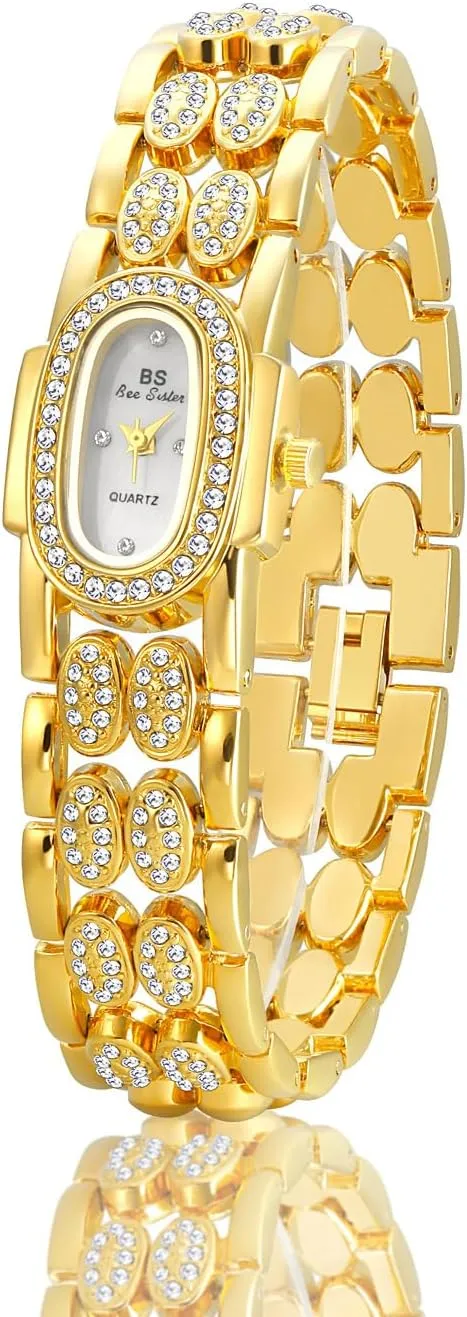Luxury Diamond Watch Oval Quartz Dress Watch Waterproof Versatile squeeze dryness Timepiece Stainless Steel Bracelet Bangle Wristwatch MASTOP Women's Lightweight 