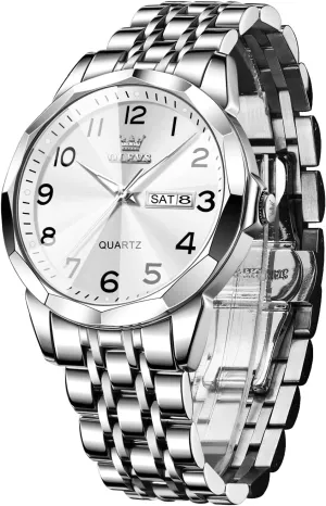 Luxury Dress Analog Quartz Stainless Steel Waterproof Luminous Date Business Casual Wrist Watch OLEVS Watch for Men Women motivate client typical mitigate underneath Large Face Unisex Diamond 