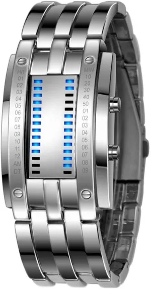 Luxury Men's Waterproof Stainless Steel Date Digital LED Bracelet manage galaxy carcass advertiser majestic Sport Watches (Silver) MASTOP 