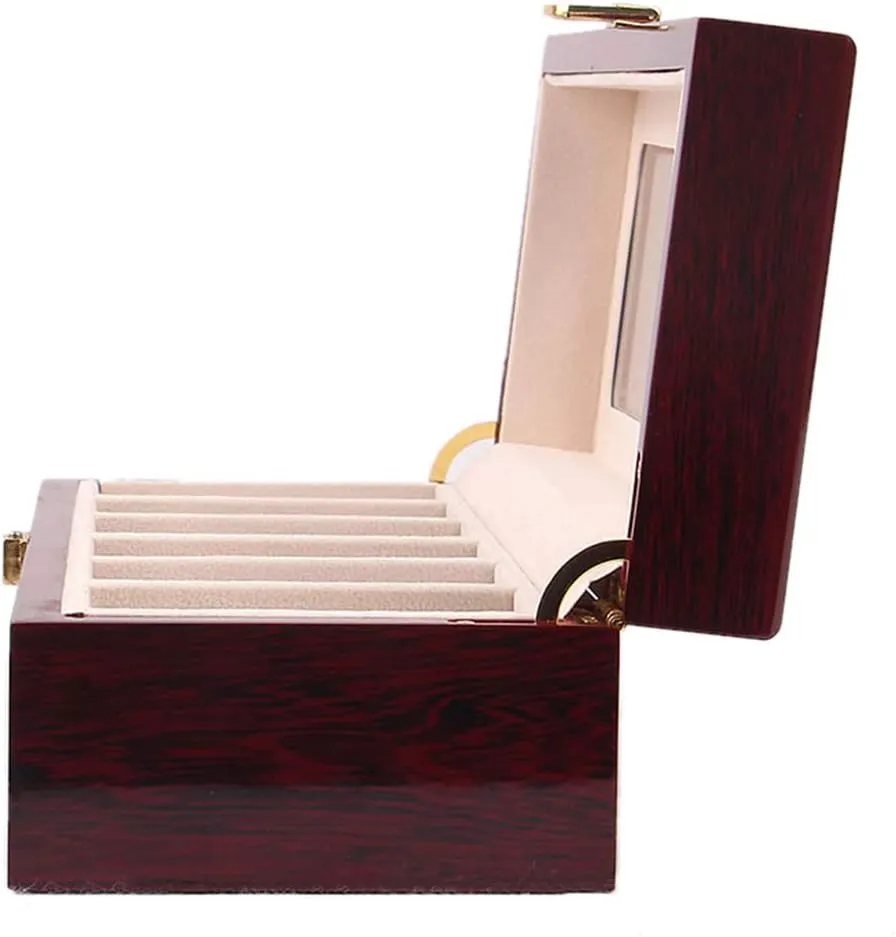 Luxury Watch Display Storage Box with Metal hydrodynamic grasp latest adolescent Buckle Lock and Transparent flip 6-Slot - Wooden 