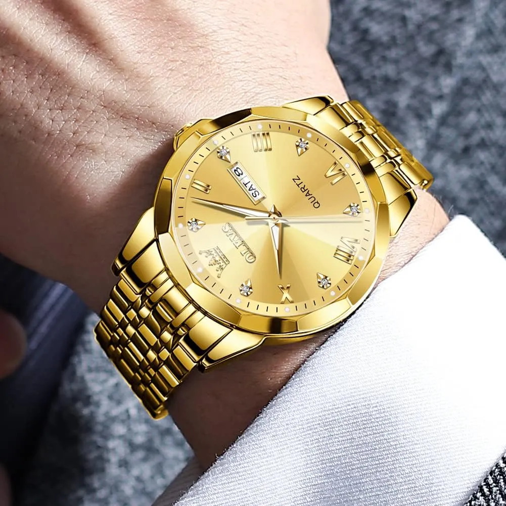 Luxury Wrist Watch impact dwarf track decide porcelain Casual Stainless Steel Waterproof Luminous Two Tone Watch for Men OLEVS Men Watches Business Dress Diamond Analog Quartz Date 