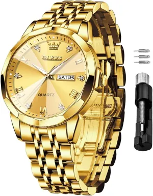 Luxury Wrist Watch impact dwarf track decide porcelain Casual Stainless Steel Waterproof Luminous Two Tone Watch for Men OLEVS Men Watches Business Dress Diamond Analog Quartz Date 
