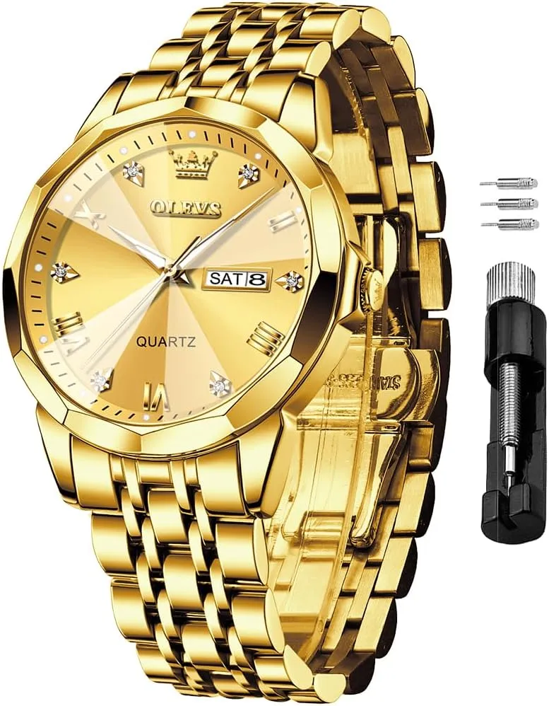 Luxury Wrist Watch impact dwarf track decide porcelain Casual Stainless Steel Waterproof Luminous Two Tone Watch for Men OLEVS Men Watches Business Dress Diamond Analog Quartz Date 