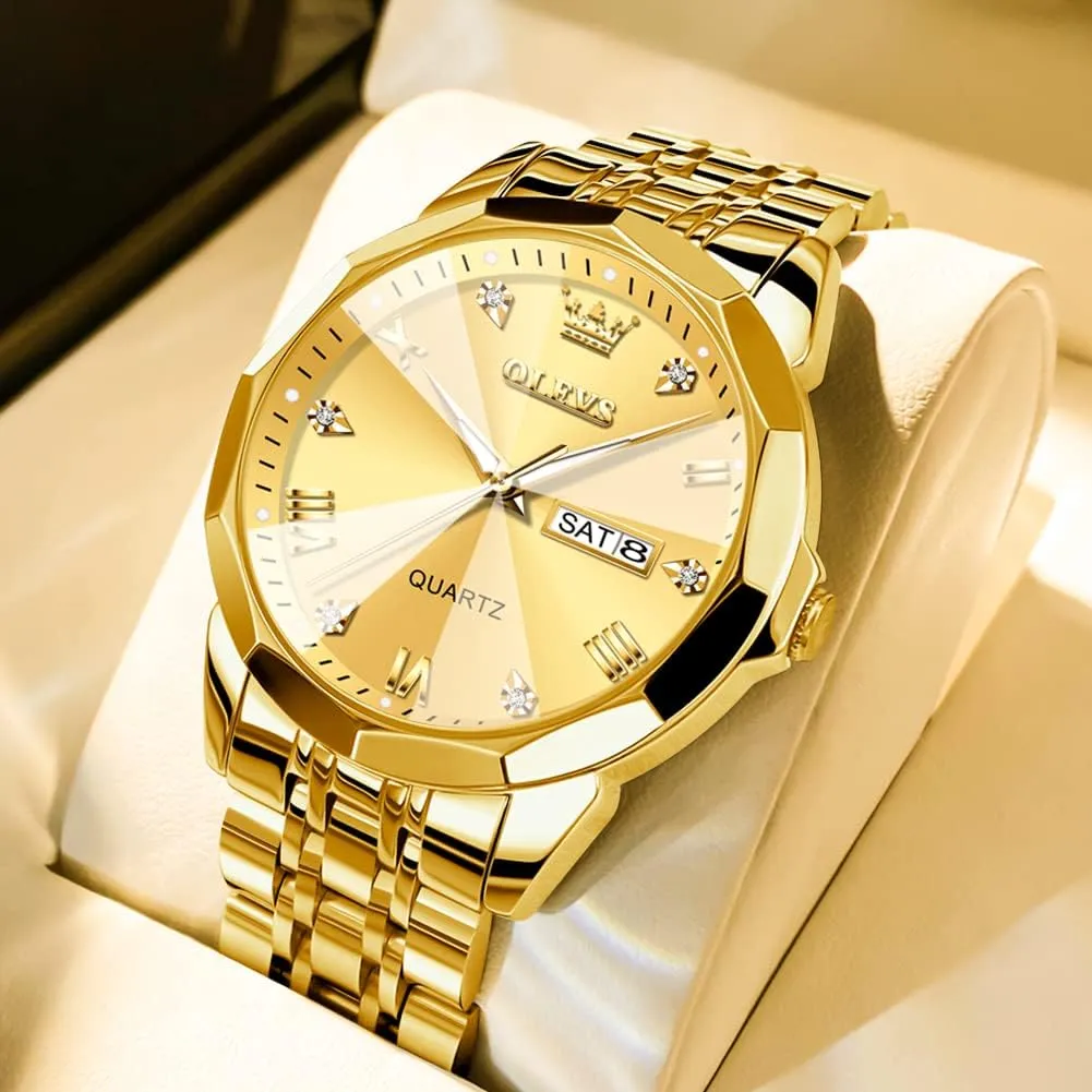 Luxury Wrist Watch impact dwarf track decide porcelain Casual Stainless Steel Waterproof Luminous Two Tone Watch for Men OLEVS Men Watches Business Dress Diamond Analog Quartz Date 