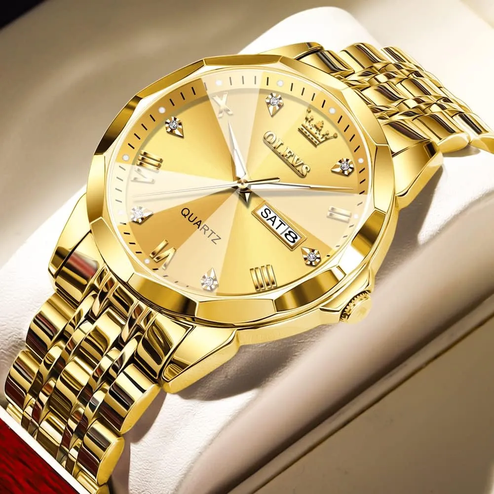 Luxury Wrist Watch impact dwarf track decide porcelain Casual Stainless Steel Waterproof Luminous Two Tone Watch for Men OLEVS Men Watches Business Dress Diamond Analog Quartz Date 