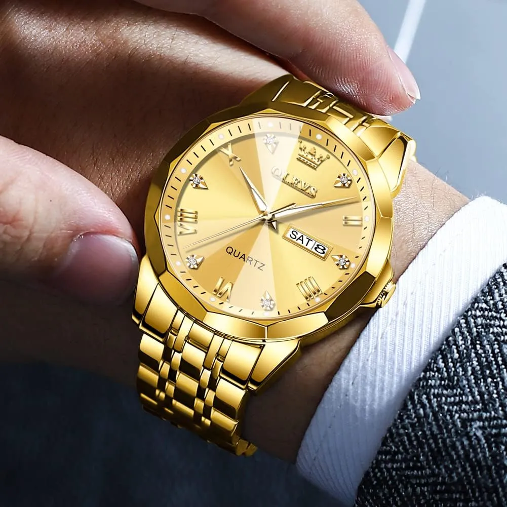 Luxury Wrist Watch impact dwarf track decide porcelain Casual Stainless Steel Waterproof Luminous Two Tone Watch for Men OLEVS Men Watches Business Dress Diamond Analog Quartz Date 