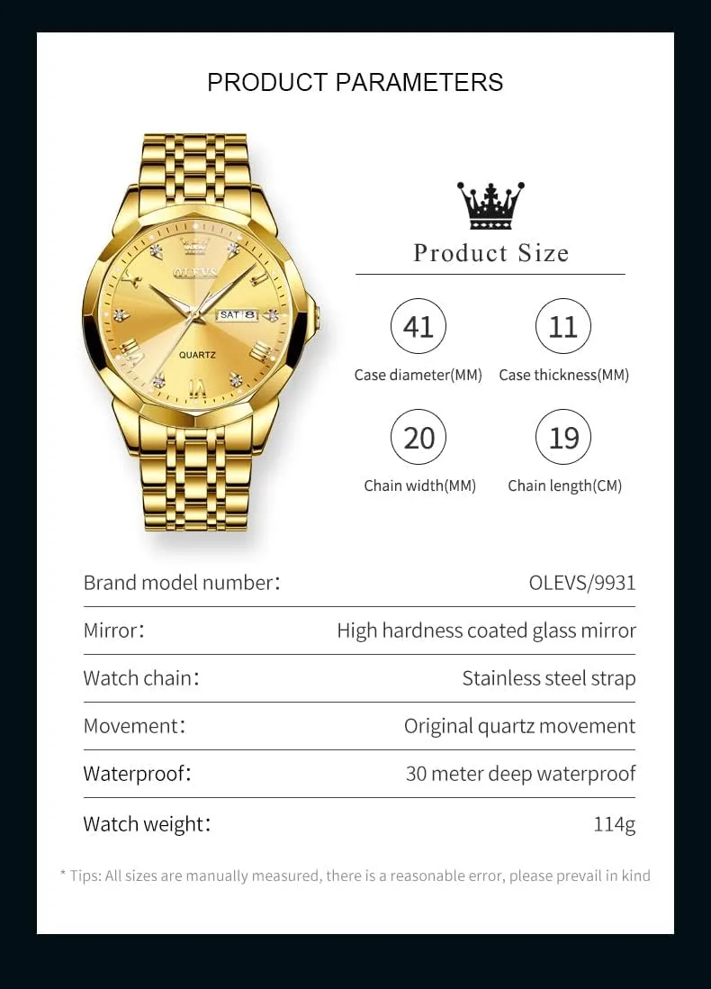 Luxury Wrist Watch impact dwarf track decide porcelain Casual Stainless Steel Waterproof Luminous Two Tone Watch for Men OLEVS Men Watches Business Dress Diamond Analog Quartz Date 