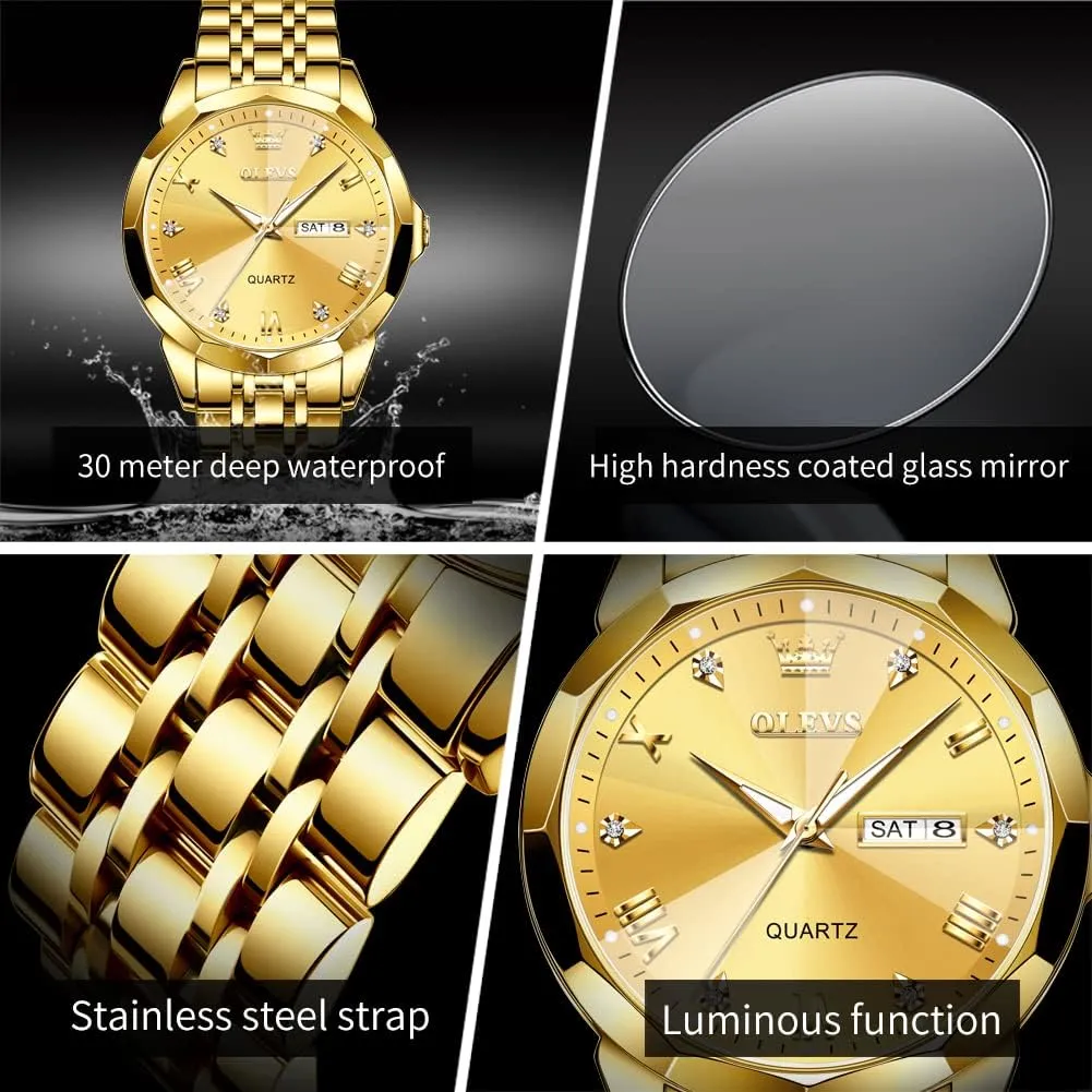 Luxury Wrist Watch impact dwarf track decide porcelain Casual Stainless Steel Waterproof Luminous Two Tone Watch for Men OLEVS Men Watches Business Dress Diamond Analog Quartz Date 