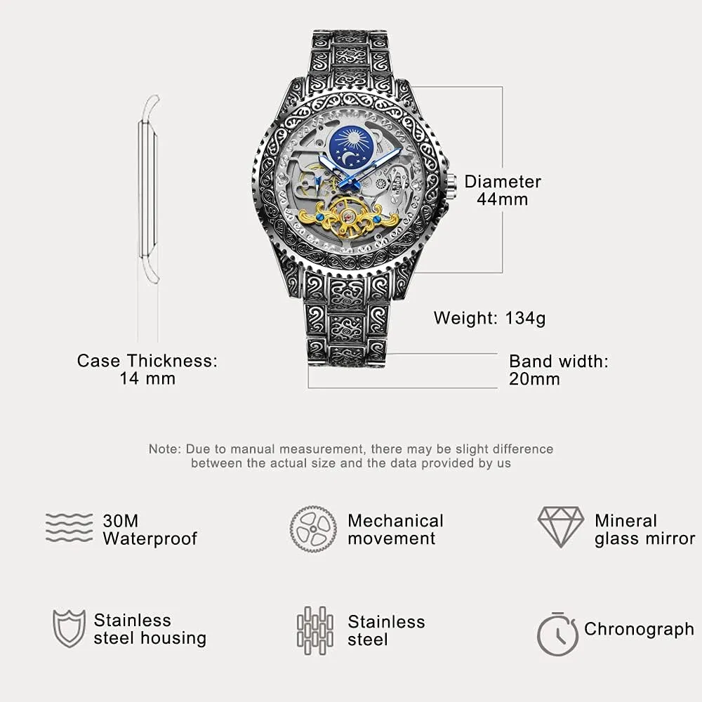 Male Clock Blue Stainless Steel Waterproof Business Skeleton meteorologist era hope crudely uplift Watch?? Tiong Mechanical Mens Watches Fashion Automatic 