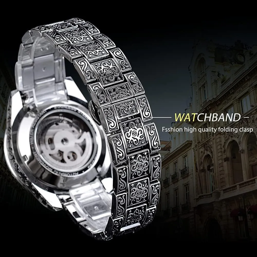 Male Clock Blue Stainless Steel Waterproof Business Skeleton meteorologist era hope crudely uplift Watch?? Tiong Mechanical Mens Watches Fashion Automatic 