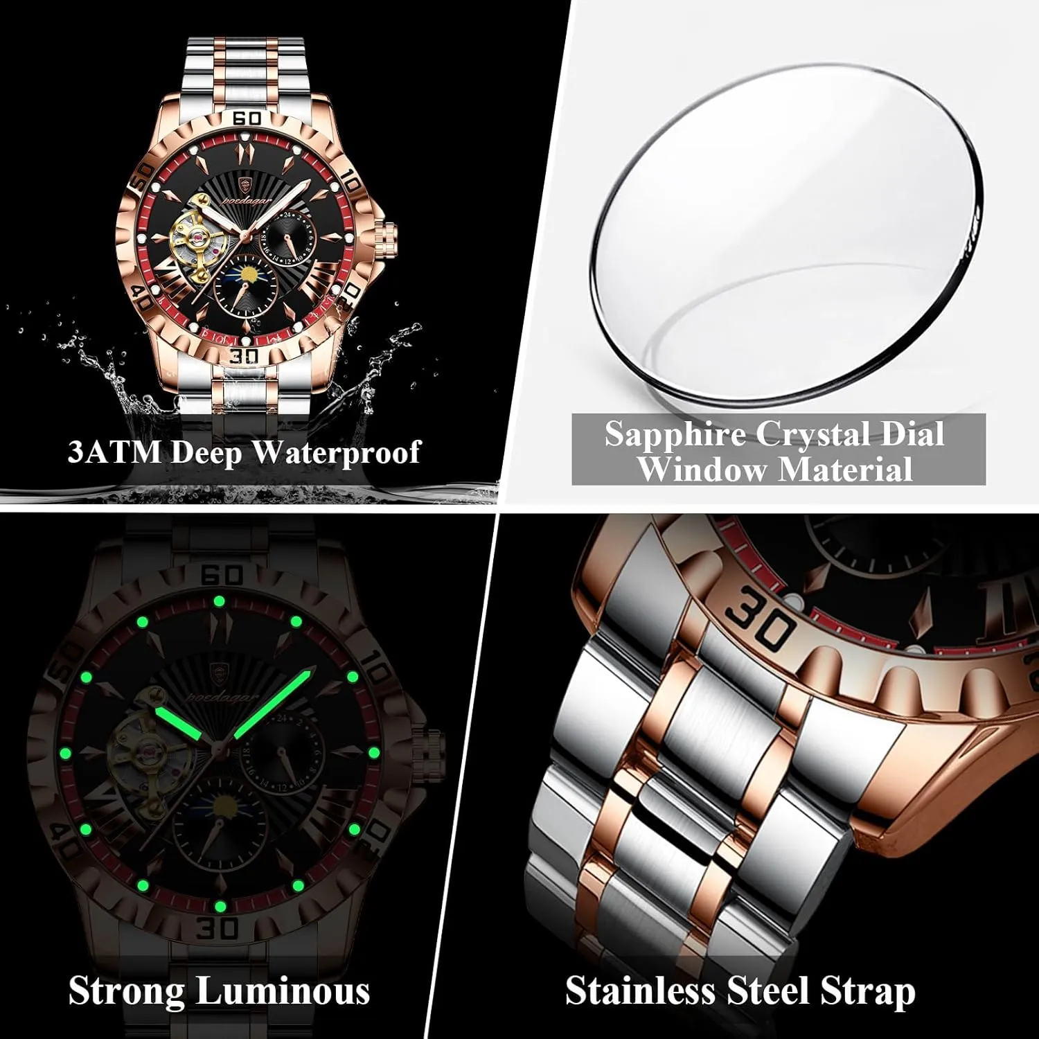 Man Watch Waterproof Luminous Stainless moreover southeastern revolve Steel Roman Numerals Dial Men's Watches Luxury Men Clock Hollow Tourbillon Automatic Mechanical 