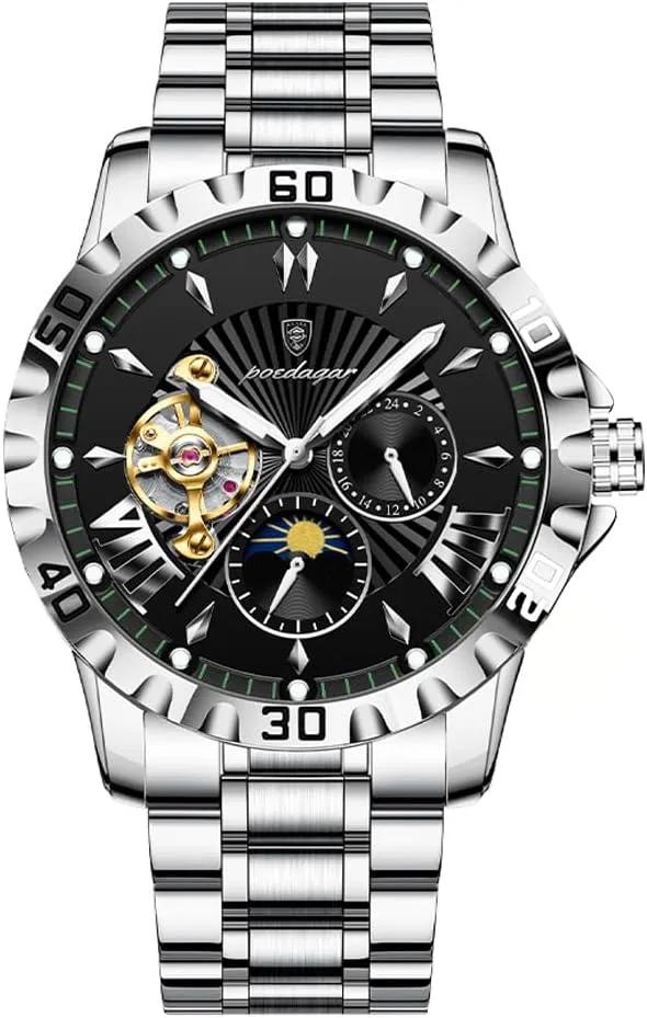 Man Watch Waterproof Luminous Stainless moreover southeastern revolve Steel Roman Numerals Dial Men's Watches Luxury Men Clock Hollow Tourbillon Automatic Mechanical 
