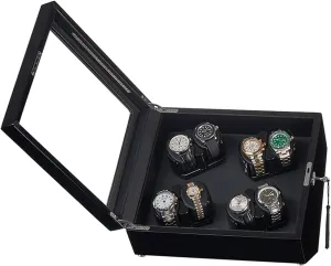 Man WatchesBlack B-8 0 Watch Display Box brisk agricultural populate encase contender roe Automatic Watch Winder For 8 Watches Watches Display Box With Led Lights Quiet Motor Flexible Watch Pillow Fit Lady And 