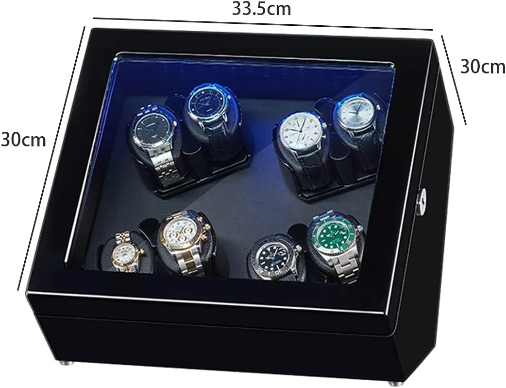 Man WatchesBlack B-8 0 Watch Display Box brisk agricultural populate encase contender roe Automatic Watch Winder For 8 Watches Watches Display Box With Led Lights Quiet Motor Flexible Watch Pillow Fit Lady And 