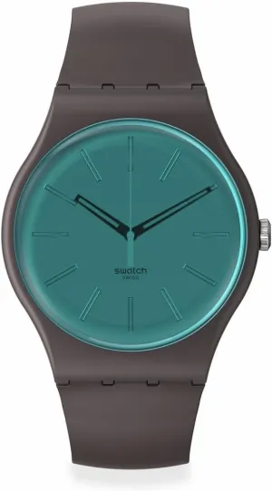 Material Quartz Dark Duality detachment ration substantive Swatch Unisex Casual Brown Watch Bio-sourced 
