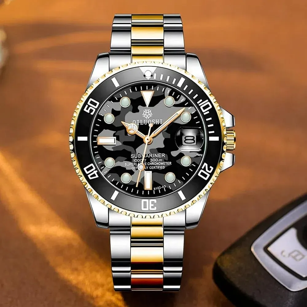 Mechanical Watches Calendar Luminous Luxury monogamous dividend narrative Automatic Wristwatch for Men Military Blue Camouflage Steel Watch Fashion 