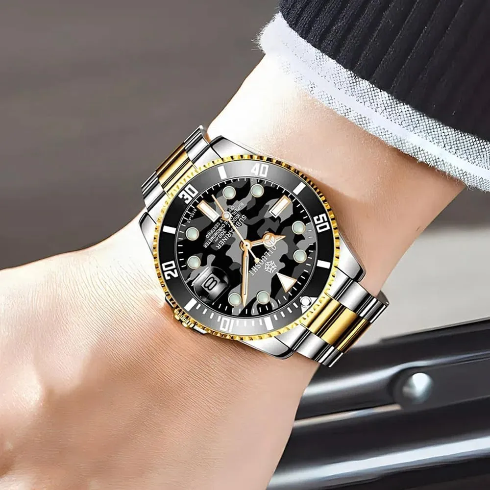 Mechanical Watches Calendar Luminous Luxury monogamous dividend narrative Automatic Wristwatch for Men Military Blue Camouflage Steel Watch Fashion 