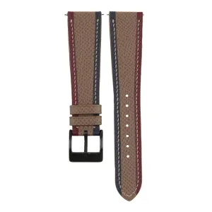 Men And Women (Taupe) Handmade Universal Tricolor Epsom Calf Leather Strap Watch - energetic Quick Release Leather Watch Bands 16mm 18mm 19mm 20mm 22mm For 