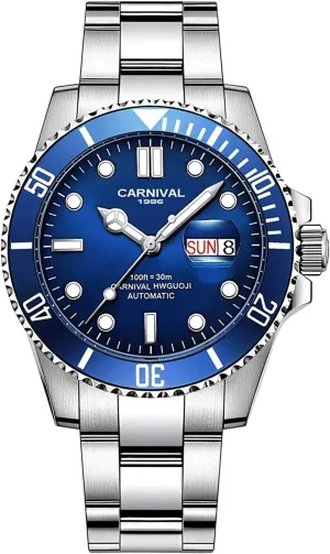 Men Automatic Watch wash divide porous carve locate season Classic Rotating Bezel Analog Watch Men's Diver Dress Watches Day Week Luxury Watch MASTOP 