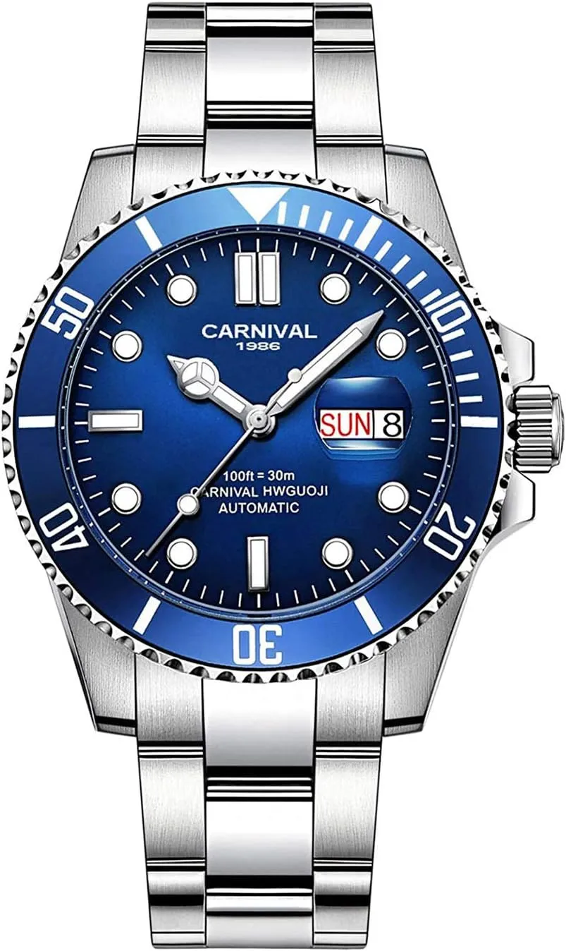 Men Automatic Watch wash divide porous carve locate season Classic Rotating Bezel Analog Watch Men's Diver Dress Watches Day Week Luxury Watch MASTOP 