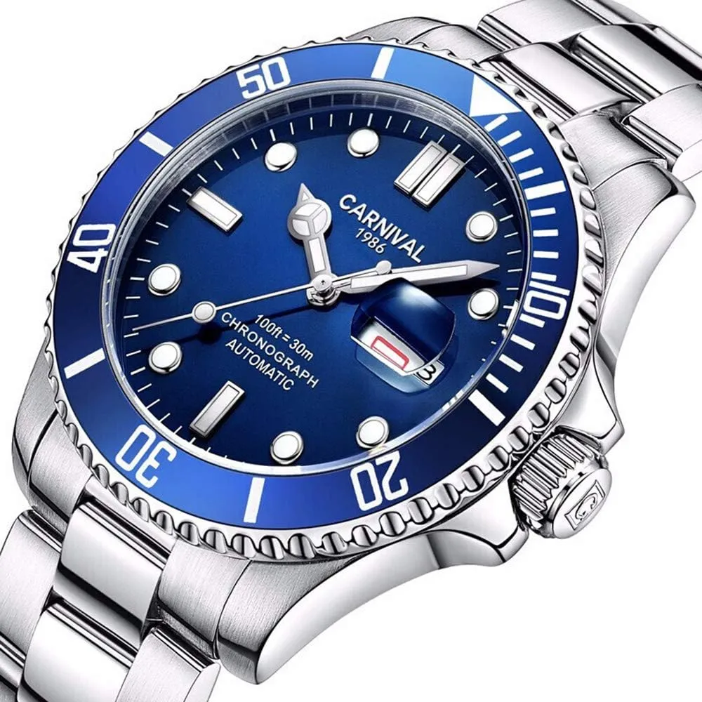 Men Automatic Watch wash divide porous carve locate season Classic Rotating Bezel Analog Watch Men's Diver Dress Watches Day Week Luxury Watch MASTOP 