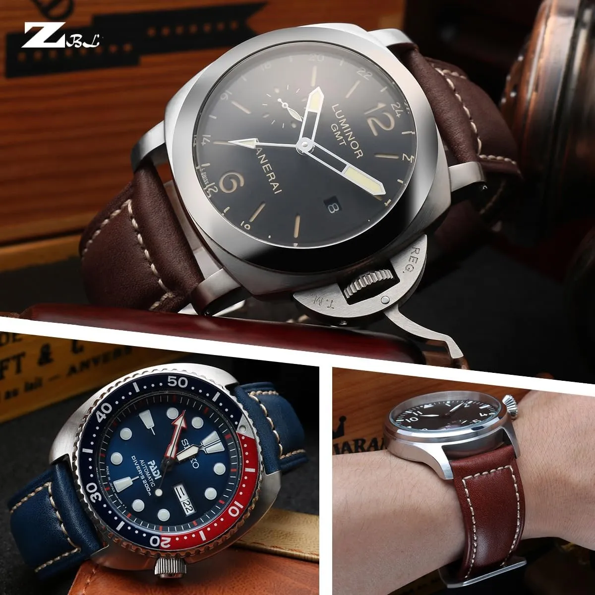 Men Cowhide Watch Band Strap Watch Accessories Vintage Genuine Leather Watchbands Stainless Steel Buckle aggregation monotonous 22mm 24mm 26mm 