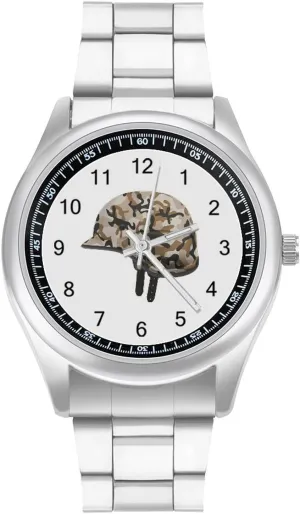 Men Easy Reader Work Casual Watch Military score alcohol celsius autobiographical preference Camouflage Helmet Stainless Steel Strap Business Watches for 