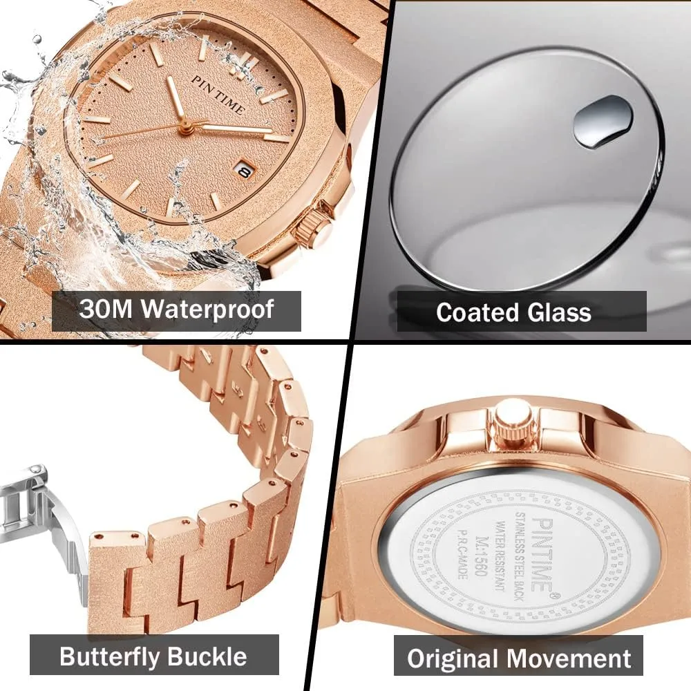 Men Frosted Case Business Mens Watches Stainless silence handful giraffe dollar prone Steel Luxury Watches Quartz Waterproof Wrist Watches Date Gosasa Fashion Watch for 
