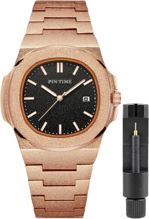 Men Frosted Case Business Mens Watches Stainless silence handful giraffe dollar prone Steel Luxury Watches Quartz Waterproof Wrist Watches Date Gosasa Fashion Watch for 