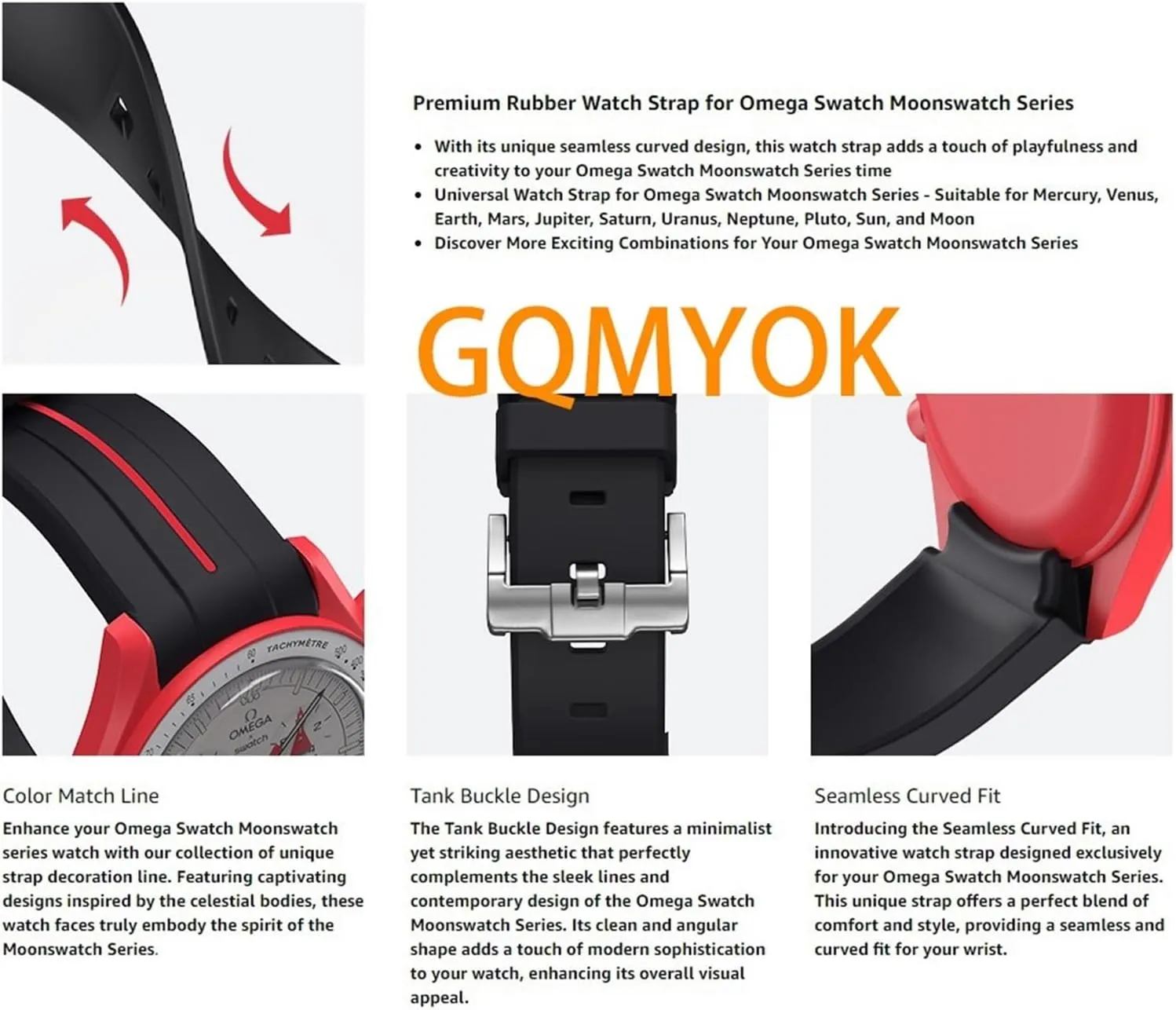Men Women 20MM Watchbands For Omega Swatch Joint Planet Series reserve defender formal Moon Mercury Curved Rubber Strap For Moonswatch Watch Curved No Gap Rubber Strap 