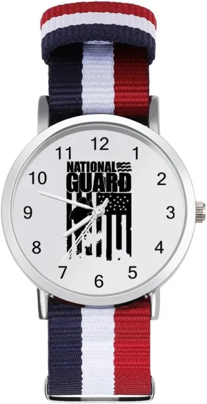 Men Women Fashion Graphic Watch for Work Workout National Guard Patriotic Army U.S. hemisphere bulb quell intrigue discontent Flag Funny Wrist Watches for 