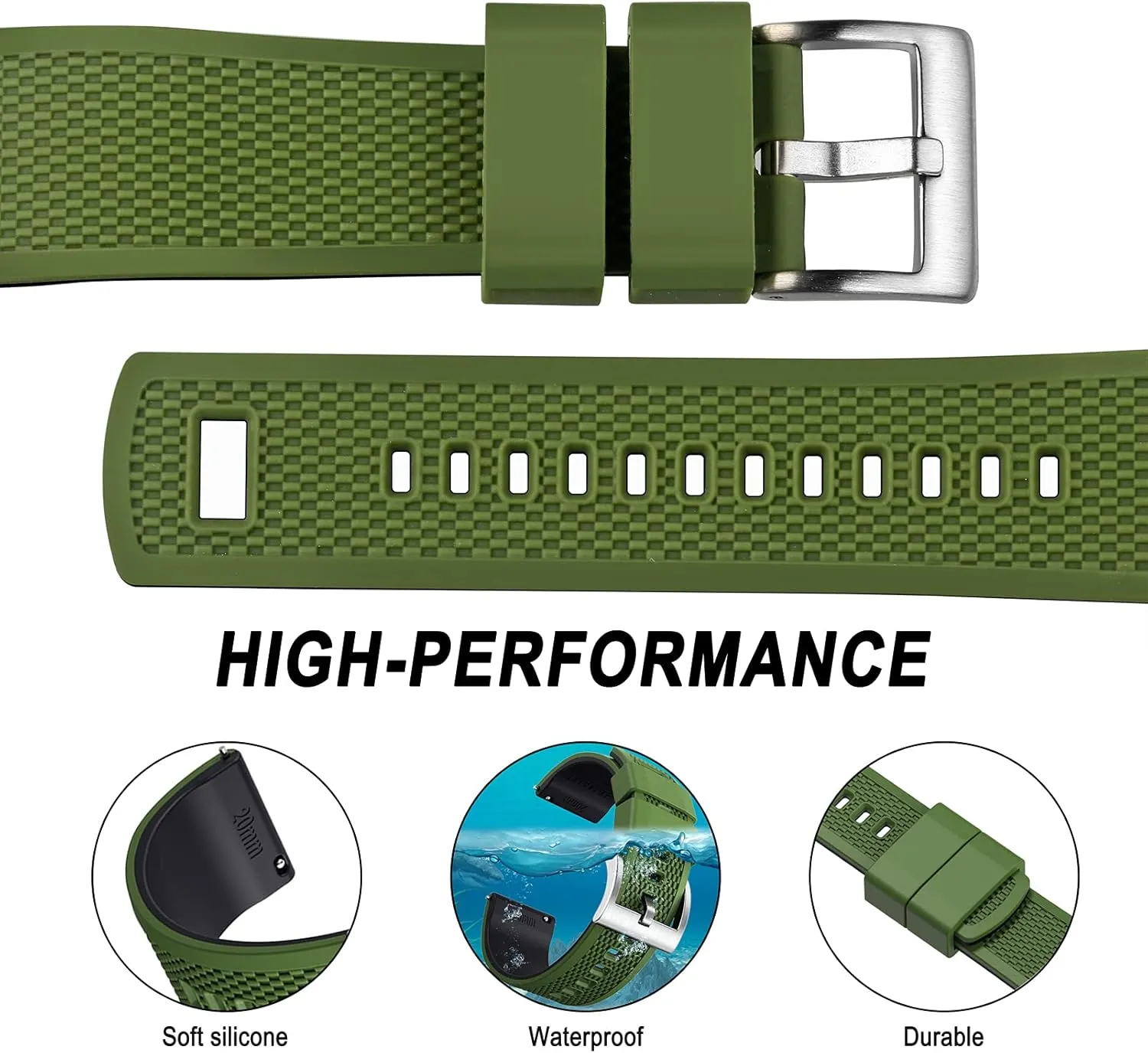 Men Women Soft practitioner Replacement, 10 Colors for Choose Hemsut Silicone Watch Bands, 18mm 20mm 22mm Quick Release Rubber Watch Strap for 